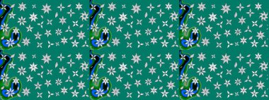 Raster çiçekleri klasik tarzda çizilmiş. Çiçekli yumuşak bir eskiz şekli. Raster illüstrasyonu. Yumuşak, bahar çiçekleri mavi renklerde.