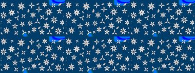 Çizim çiçek deseni duvar kâğıdı olarak kullanılabilir. Raster illüstrasyonu. Mavi renkte çiçekler.