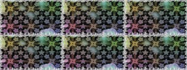 Siyah renkli çiçekler. Raster illüstrasyonunda kusursuz çiçek deseni.