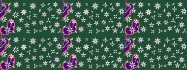 Çiçek süslemeli çizim deseni. Yeşil renkli çiçekler. Raster illüstrasyonu.