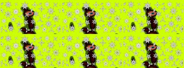 Raster illüstrasyonu. Güzel kumaş deseni. Raster illüstrasyonundaki çiçek desenli çizim. Yeşil renklerde.