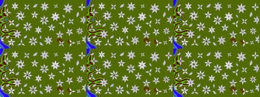 Raster çiçek desenleri çiziyor. Vadinin yeşil renkli çiçekleri.