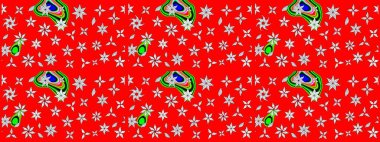 Robot resim. Raster illüstrasyonu. Şirin çiçek elementleri. Kırmızı renkte çiçekler.