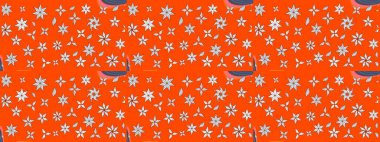 Turuncu renkli çiçekler. Tropik çiçek desenleri. Raster illüstrasyonu.