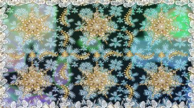 Barok tarzında duvar kağıdı tasarımı için kusursuz damaske deseni arkaplanı. Altın elementlerle nötr renklerde altın desen. Süslü raster dekorasyonu.