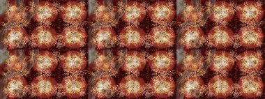 Raster illüstrasyonu. Kahverengi, kırmızı ve bej renkli kar taneleri. Renkli arka planda izole tatlı kar taneleri. Kar tanesi raster deseni.