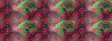 Raster illüstrasyonunda kusursuz çiçek deseni. Kahverengi, yeşil ve mor renkte çiçekler. Düz Çiçek Elementleri Tasarımı. Renkli Yaz Temalı Kusursuz Arkaplan.