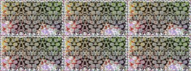 Çiçeklerle suluboya desenli çiçek deseni. Gri renkli Asya tekstili. Raster illüstrasyonu.