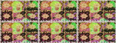 Şık bir grafik desen. Kusursuz raster arka plan. Duvar kâğıdı barok, İspanyol kumaşı. Kahverengi ve bej renklerde altın elementler. Çiçek deseni.