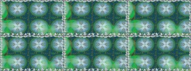 Yeşil renkte güzel çiçekler, suluboya desenli, duvar kağıdı, kart ya da kumaş için fayanslı. Raster..