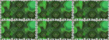 Eski moda arka plan. Kıvırcık, parlak örgü. Şablon, pürüzsüz, çiçekli kenar. Raster illüstrasyonu. Güzel, parlak, pürüzsüz kumaş, tuval. Çiçeklerin çelengi.