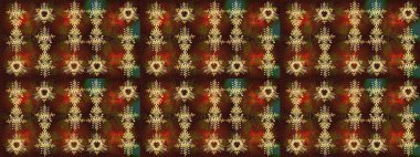 Soyut kış kahverengi, yeşil ve kırmızı süs. Renkli arka planda izole tatlı kar taneleri. Raster illüstrasyonu. Yuvarlak raster kar tanesi. Güzel kar tanesi..