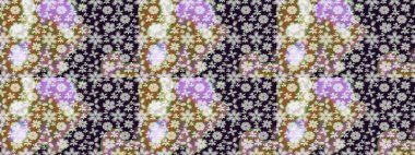 Sevimli çiçek raster deseni. Modaya uygun kumaş deseni. Düz Çiçek Elementleri Tasarımı. Renkli Yaz Teması çizim şablonu.