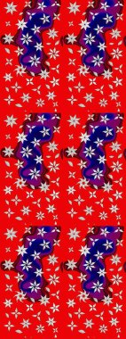 Renkli ve nötr küçük çiçekler ve kırmızı ve nötr renklerdeki komik böcekler, raster desen, illüstrasyon.