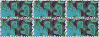 Raster Çiçek İllüstrasyonu güzel tekstil. Mavi renkte etnik çiçeklerle kusursuz bir desen..