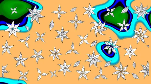 Raster illüstrasyonu. Güzel kumaş deseni. Bahar çiçekli güzel bir çiçek deseni..