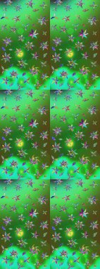 Raster illüstrasyonu. Küçük çiçekli yay deseni çiz. Suluboya stilinde renkler üzerine.