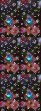 Küçük renkli çiçekler. Moda baskıları için zarif bir şablon. Motley illüstrasyonu. Çiçekli bahar çiçekleri. Robot resim. Küçük çiçekte şirin desenler.