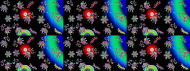 Cute flowers. Raster Trendy fabric pattern. Line seamless pattern.