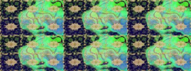 Raster Golden eskiz kalıbı. Arkaplan, kumaş, altın duvar kağıdı. Düz elle çizilmiş klasik koleksiyon. Altın elementlerle yeşil renklerde altın desen.