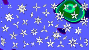 Çiçek deseni. Şatafatlı bahar bahçesi dokusu. Raster illüstrasyonu. Mavi renkte çiçek çizimi. Mavi renkte çiçekler.