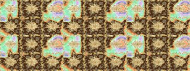 Klasik altın desenli çizim. Raster geleneksel oryantasyon süsü. Altın elementlerle kahverengi renklerde altın desen.