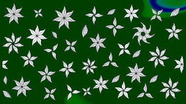 Raster illüstrasyonu. Küçük çiçekli basit bir çiçek çizimi. Yeşil renkte şirin çiçekler. Moda baskısı, albüm, ambalaj kağıdı, duvar kağıdı için zarif dekoratif süslemeler..