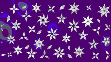 Çiçek desenli çizim. Mor renkli Asya tekstili. Raster illüstrasyonu.