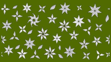 Küçük çiçekli yay deseni çiz. Raster illüstrasyonu. Suluboya tarzında yeşil renkler üzerine.