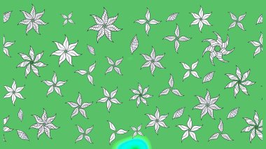 Düz Çiçek Elementleri Tasarımı. Renkli Bahar Teması eskiz kalıbı. Raster illüstrasyonu. Çiçekli çiçek deseni, suluboya. Yeşil renkte çiçekler.