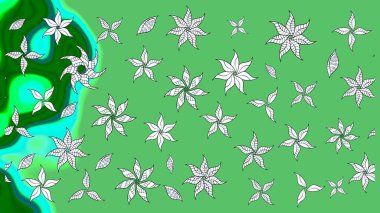 Çiçek. Taslak dekoratif arka plan, çiçek mandala. Raster illüstrasyonu. Yeşil renklerde.