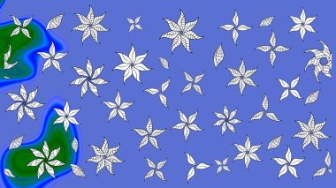 Mavi renkli mavi papatya deseni. Raster illüstrasyonu. Mavi renklerde.