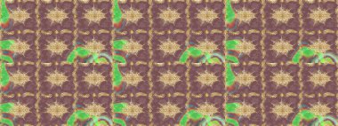 Süslü raster dekorasyonu. Mor renklerdeki altın element. Mor yerine altın rengi barok çiçekli çizim deseni. Lüks, kraliyet ve Viktorya dönemi konsepti.