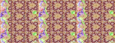 Altın karalama fantezi yapraklarından ve kahverengi renkli çiçeklerden Raster soyut çiçek çelengi. El yapımı dekoratif çerçeve, albüm kapağı, tebrik kartı, klasik Art deco tarzı.