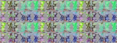 Çiçeksel fantezi tasarımı, parlak bir arka planda, kusursuz bir desen. Renkli Bahar Temalı Kusursuz Arkaplan. Düz Çiçek Elementleri Tasarımı.