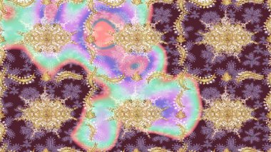 Barok tarzında eskiz oryantal süsü. Tarafsız renklerde ve altın elementlerle geleneksel klasik altın raster deseni.