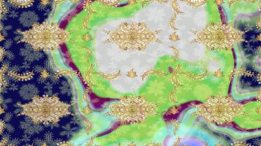 Noel, kar tanesi, yeni yıl 2019. Tarafsız renklerde altın elementli eskiz kalıbı.