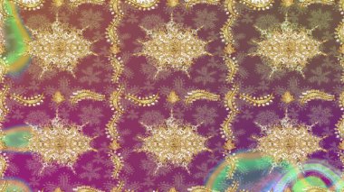 Mor renklerde altın çiçekli eşkal deseni. Altın renkli çizim çizimi. Senin tasarımın için, duvar kağıdı. Raster geometrik arkaplanı.