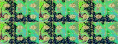 Davetiyeler, kartlar, web sayfası için Raster illüstrasyon. Altın desenli çiçek dekoru. Tasarım şablonu için çizgi çizimi sınırı. Yeşil renklerdeki altın element. Doğu tarzı ögesi.