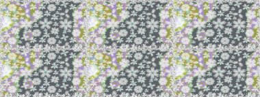 Çiçek tasarımı için inanılmaz bir kolaj cenneti tarzı. Çiçekli zambaklar kusursuz bir arka plan. Parlak çiçekli kolaj çiçekleri gri.