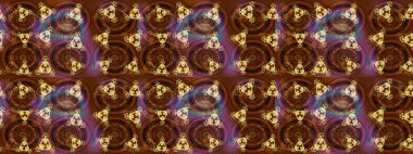 Kahverengi, mor ve sarı renkli kristal kar taneleri. Raster illüstrasyonu.