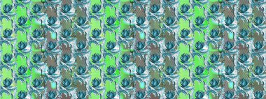 Mavi, yeşil ve nötr renklerde çiçekler. Düz Çiçek Elementleri Tasarımı. Renkli Yaz temalı el yazısı arka planı. Raster illüstrasyonunda El Çiçeği Deseni.