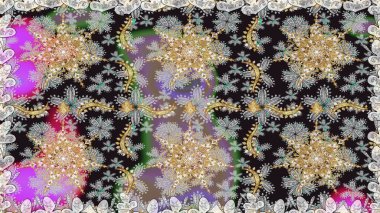 Raster illüstrasyonu. Kusursuz soyut bir arkaplan. Oriental raster klasik gri ve altın desenli.