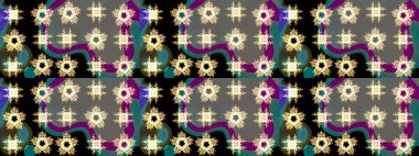 Gri, siyah ve bej renkli kar tanesi tabelası. Raster illüstrasyonu. Sembol kışı, donmuş, Noel, yeni yıl tatili. Grafiksel element dekorasyonu. Düz dizayn. Kar Tanesi mozaik simgesi.