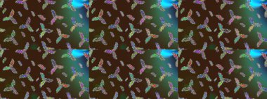 Basit bir kar tanesi. Kahverengi, yeşil ve mavi renklerde şirin kar taneleri. Kışın sembolü, mutlu noeller, mutlu yeni yıl kutlaması Raster illüstrasyonu. Soyut duvar kağıdı, ambalaj dekorasyonu.