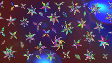 Parlak çiçekli kolaj çiçekleri mor ve mor. Çiçekli zambakların eskiz geçmişi. Çiçek tasarımı için inanılmaz kolaj cennet tarzı..