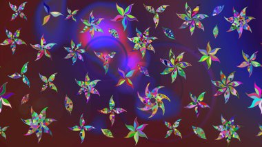 Renkli Bahar Teması eskiz kalıbı. Eskiz klasiği. Raster Şirin kumaş deseni. Düz Çiçek Elementleri Tasarımı.