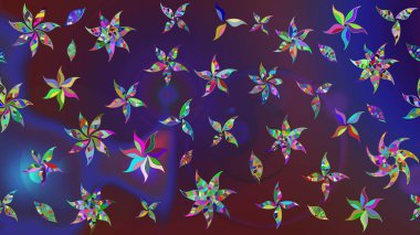 Renkli Yaz Temalı eskiz kalıbı. Raster Illustrasyon 'daki Çiçek Deseni' nin son moda çizimi. Güzel kumaş deseni. Düz Çiçek Elementleri Tasarımı.