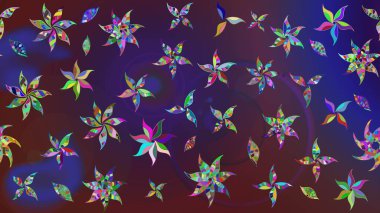 Küçük renkli çiçekler. Küçük çiçekte güzel bir desen. Moda baskıları için zarif bir şablon. Menekşe ve mor çiçekli bahar çiçekleri. Motley illüstrasyonu.