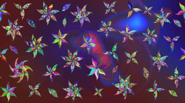 Renkli Bahar Teması eskiz kalıbı. Düz Çiçek Elementleri Tasarımı. Raster illüstrasyonundaki çiçek desenli çizim. Süslü kumaş deseni.